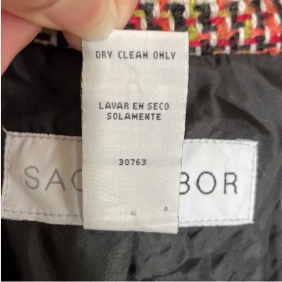 Vintage Sag Harbor Blazer Wool Blend Woven 80s Colorful Pink Orange Blue Green - Picture 11 of 16